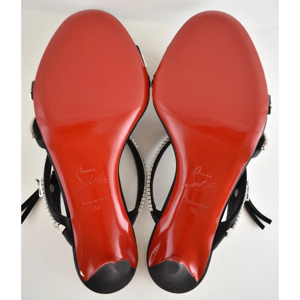 Christian Louboutin Merylzip Strass 80 Black Crystal Sandal Mule Heel Pump 36